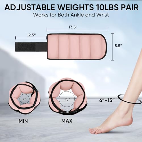 APEXUP Adjustable Ankle Weights for Women and Men, Modularized Leg Weight Straps for Yoga, Walking, Running, Aerobics, Gym, Physical Therapy - color: Pastel Pink, size: 5 lbs x2