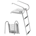 VEVOR Boat Ladder, 3 Steps Stainless Steel Telescoping Folding Swim Deck Ladder for Rear Entry Inboard, 400 lbs Capacity with Wide Non-Slip Steps & Handrails, for Outboards, Yacht, Pontoon Boats - size: 3 Steps
