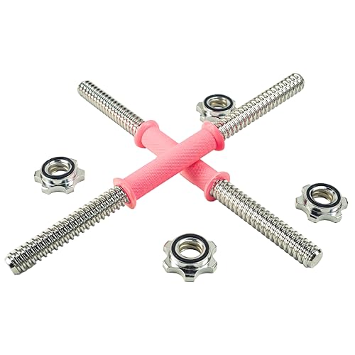 12.6/14.2/15.7inch(30/35/40cm)Pink Threaded Dumbbell Durable Rubber Handles/Adjustable Dumbbell Bar Handles - Fit 1 inch Standard Weight Plate - Weightlifting Accessories - Sold in Pair - size: 32cm/12.6inch