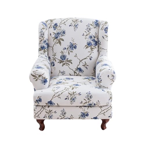 NILUOH Wingback Chair Slipcover 2-Piece Stretch Wingback Chair Sofa Slipcover Armchair Cover Printed Furniture Protector Couch Soft with Elastic Bottom for Living Room - color: Lzk-02