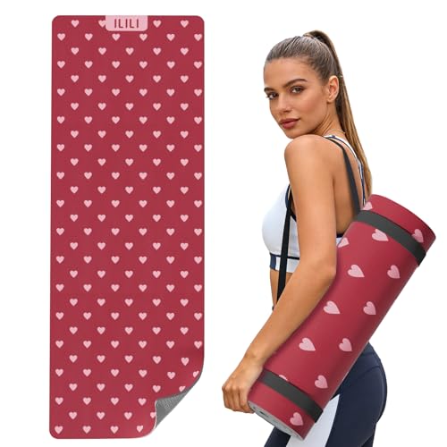 ILILI Yoga Mat 10mm Thick, Suede&TPE Exercise Mat, 76"L*28"W Extra Long, 0.4 Inches Soft and Comfortable, 193*70cm Fitness Mat with Strap, Portable for Yoga, Pilates, Floor Exercise, Home and Outdoor Use, Eco Friendly - color: Rose Pink
