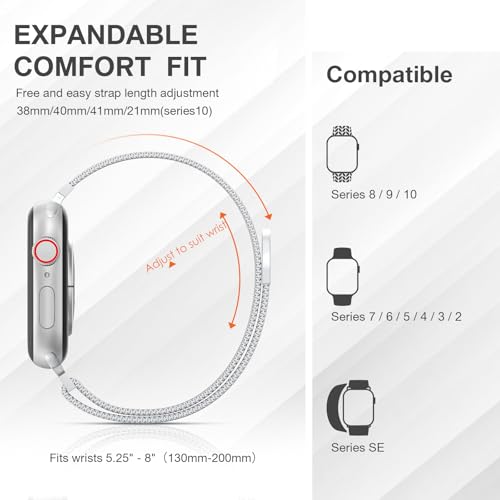 Stainless Steel Milanese Loop Compatible with Apple Watch Bands 38mm 40mm 41mm 42mm men and women, Magnetic Clasp Replacement for iWatch Ultra Series 11 10 9 8 7 SE 6 5 4 3 2 1 - color: Silver, size: 38/40/41/42mm(Series 11/10)