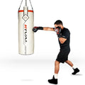 RIVAL Boxing Mark-I 50 lb Heavy Bag, 36" x 13", Pre-Filled with Recycled Shredded Material, Microfiber Outer Shell - color: White