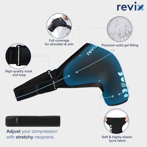 REVIX Large Shoulder Ice Pack for Rotator Cuff Cold Therapy, Premium Solid Gel Shoulder Ice Pack XL with Soft Lycra, Reusable Large Cold Pack for Men and Women Post-Workout Recovery & Discomfort - size: XL, style: Basic
