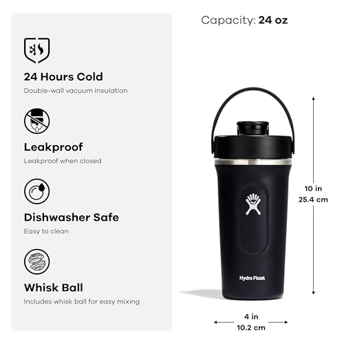 Hydro Flask Shaker Bottle – Insulated Stainless Steel Gym Bottle for Pre Workout & Protein 24 Oz Surf Blue - color: SURF