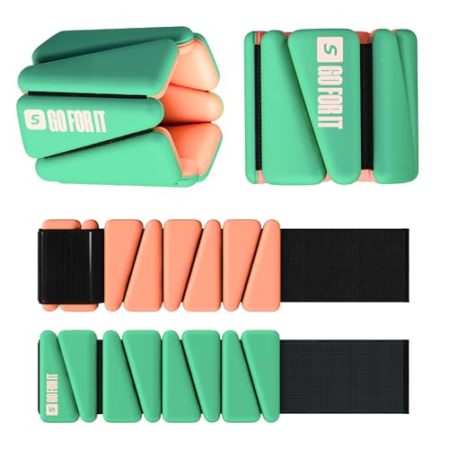 SPORTBIT Wrist and Ankle Weights for Women - Set of 2 (1lb Each) Wearable Ankle & Wrist Weights - Leg & Arm Bands, Silicone Weighted Bracelets for Workout, Walking, Running, Yoga, Pilates - color: Green