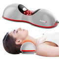 FliKEZE Heated Neck Stretcher with Red Light, Wireless Massager Pillow | 660nm/850nm Red Light, 3 Heat Levels & 5 Massage Modes, Ergonomic Design for Home Office Use to Relieve Neck Pain, Grey