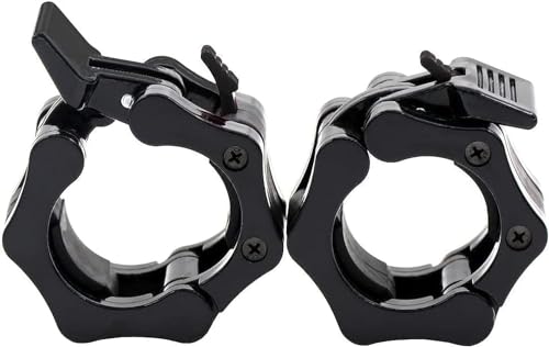 Olympic Barbell Clamps Collars Quick Release Pair Weight Clips for 2 inch Barbell Black