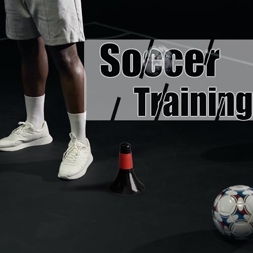12 Pcs Sports Training Cones 9 Inch Agility Plastic Skating Marker Cones with Carry Bag for Kids Football Basketball Practice - color: Red