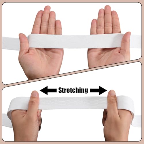GORGECRAFT 5Yds*30mm Non-Slip Elastic Ribbon Wave Silicone Elastic Gripper Band Stretch Rubbers Stretch Belt Webbing Roll Spool for DIY Garment Sewing Crafts Sports Shorts Accessories, White - color: White