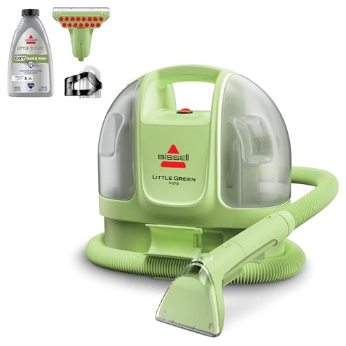 BISSELL Little Green Mini Portable Carpet Cleaner, 4075 | HydroRinse self-cleaning tool; 4-in. tough stain tool; upholstery & car detailing; Tea Green color - color: Tea Green, style: Little Green Mini