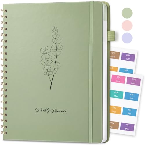 Oucaru Undated Weekly Planner, 8.5"x11", A4 Size To Do List Notebook with Goal & Habit Tracker Organizer, 52 Weekly Planner Notebook with Spiral Binding for Office Home School Supplies - size: A4-Green, style: Weekly Planner
