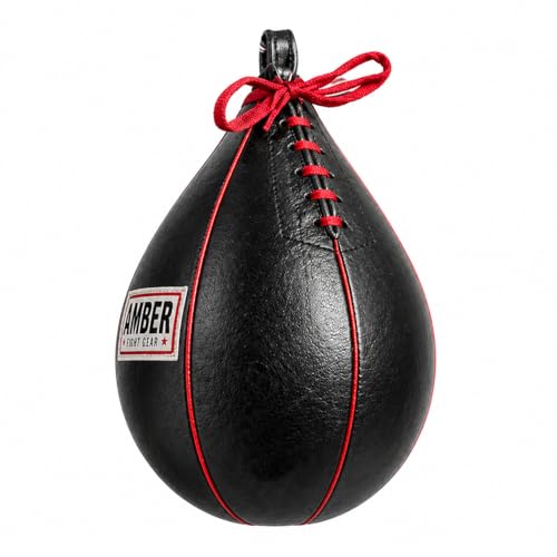 Amber Sports Genuine Leather Speed Bag for Boxing & MMA – Handcrafted Punching Ball for Reflex & Speed – Balanced for Fast Rebound – Available in Sizes XS, S, M, L - size: Large (7"x11")