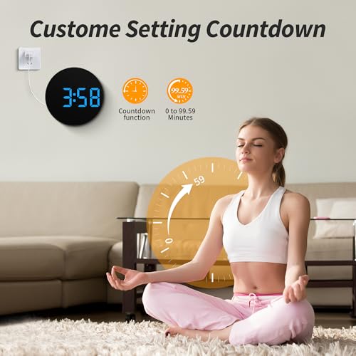 Maxstar Led Digital Wall Clock with Timer, Seconds, Temperature, Date, DST, Nightlight, Alarm Clock, 5-Level Display Brightness, Digital Clock Timer for Classroom, Bedroom, Garage, Gym,Blue - color: Blue