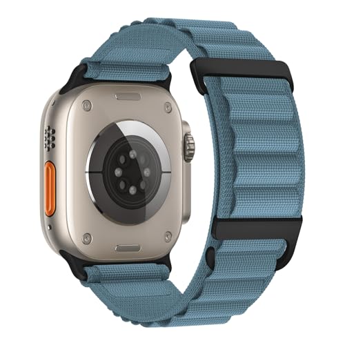 Alpine Loop Compatible with Apple Watch 3 Band 49mm 46mm 45mm 44mm 42mm 41mm 40mm 38mm Men Women, Nylon Sport Loop for Apple Watch Ultra 2/1 iWatch Series 11 10 9 8 7 6 5 4 3 2 1 SE - color: Light Blue