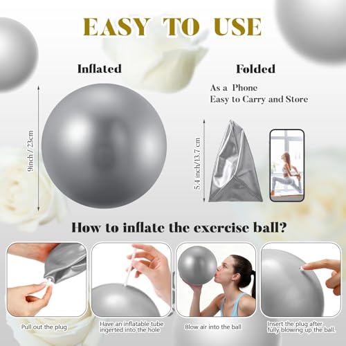 Sotiff 20 Pcs 9 Inch Pilates Ball Bulk Exercise Pilates Ball Mini Yoga Balls Therapy Core for Stability Barre Training Stretching Physical Posture Training Gym Workout with Inflation Tube - color: Grey