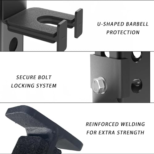Rack-Mounted Olympic Barbell Holder for 2x2 & 2x3 Power Racks, No Drilling Required – Heavy-Duty Steel Storage with Protective Padding, Space-Saving Gym Equipment - color: fit 2x2"power racks