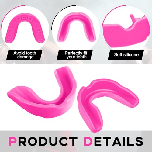 BBTO 20 Pcs Football Mouthguards Bulk | Youth & Adult Mouth Guard No Boil Mouthpiece Adult Youth Braces Soft Mouth Guard for Lacrosse Basketball Hockey Wrestling - color: Pink, size: L