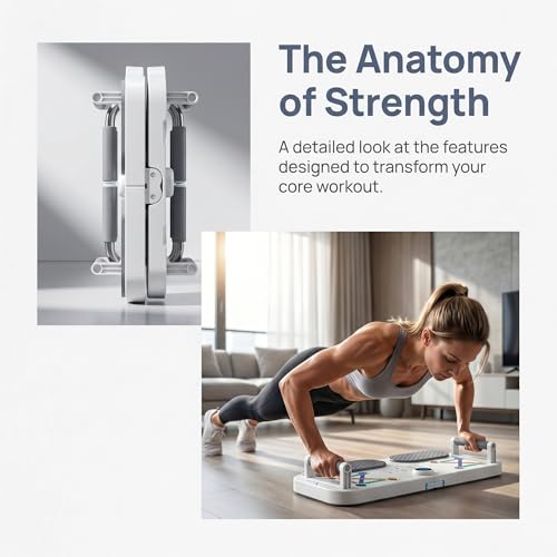 3-In-1 Multifunctional Push-Up Board & Resistance Band Trainer with Thickened Elbow Pads, Non-Slip, Pushup Handles, & Reps Time Monitoring, Portable Foldable Home Gym Fitness Equipment