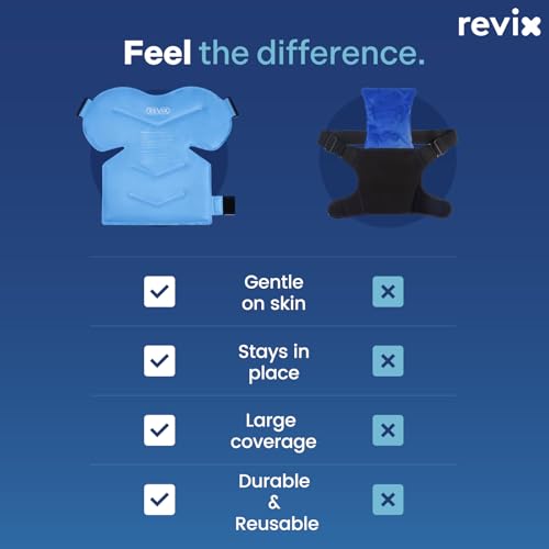 REVIX XL Shoulder Ice Pack for Rotator Cuff Reusable Gel Cold Wrap for Shoulders Injuries and Surgery, Soft Plush Lining, Flexible and Long Lasting - size: XL, style: Blue