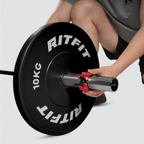 RitFit 2-Inch Magnetic Barbell Collars Locking Clamps - Heavy Duty Aluminum Alloy, Quick Release with Non-Slip TPR Pads for Olympic Weightlifting Powerlifting Training (Pair) - color: Red