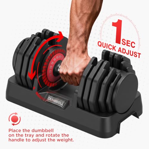 Adjustable Dumbbells Set All in One Free Weights Set for Home Gym | 25/26.5/52.5/55/85lbs Weights Dumbbells Set, 1 Sec Adjust Weights with Anti-Slip Handle for Home Fitness - color: 85lb-pair
