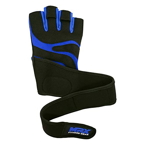MRX Weightlifting Gloves for Men Workout Gloves Mens Wrist Support Lifting Gloves Male Gym Gloves | Workout Gym Accessories for Men Weight Lifting Fingerless Gym Exercise for Powerlifting - color: Black Blue, size: X-Large
