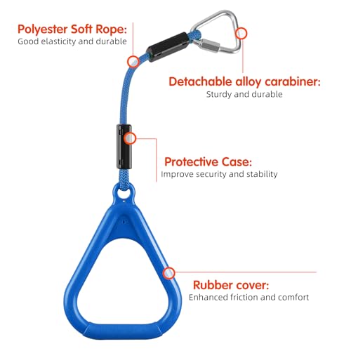 PELLOR Gymnastic Ring, Ninja Rings, Monkey Bars Adjustable Children's Home Gym Equipment, Pull Up Rings Sets for Workout Bodyweight Fitness Training - color: 6 Color