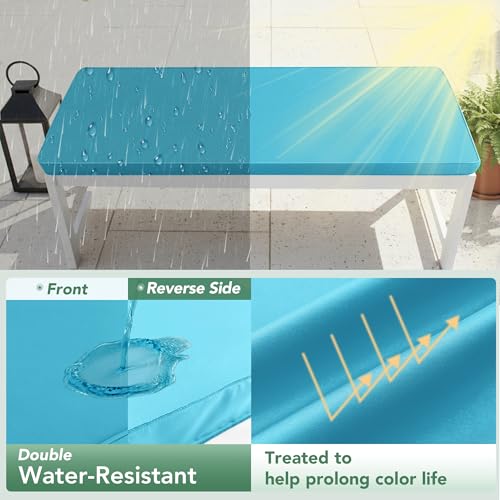 Summsun Outdoor Bench Cushion: Waterproof and Fade Resistant Patio Furniture Cushions - Non-Slip Bench Pad Cushion with Removable Cover for Garden Swing Porch Sofa Settee, 42 x 18 Inch, Teal - color: Teal, size: 42x18x3 Inch