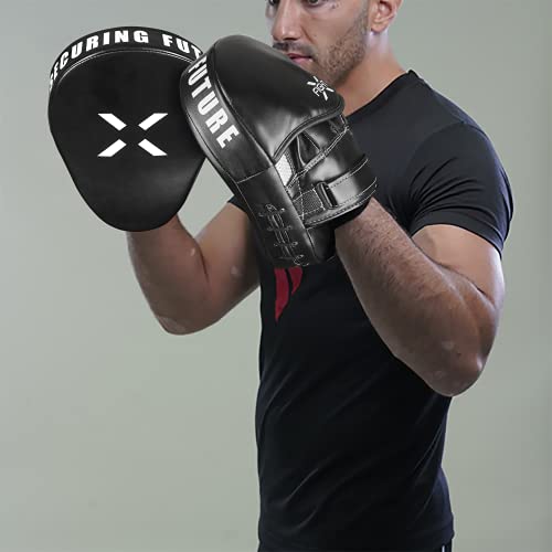 Punching Mitts for Boxing Leather Curved Punch Mitts Men & Women MMA Training Equipment Muay Thai Sparring Training Mitts MMA Hitting Pads Available Multiple Colors - color: White