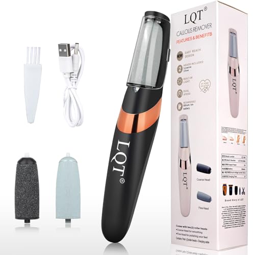 LQT® Electric Foot File – Rechargeable Callus Remover for Hard, Cracked Skin – At-Home Pedicure Kit for Smooth Feet (Men & Women) (Black) - style: Black