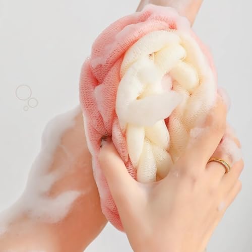 AARAINBOW 2 Packs Upgraded Long Stretch Back Sponge with Rope Handles Back Scrubber Bath Shower Mesh Sponge Exfoliating Body Scrub Stretch Braided Loofah for Men Women Braided Mesh Shower (Gray+Pink) - color: Gray+pink