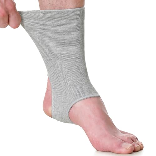 NeoTech Care Ankle Support Sleeve - Open Heel, Light, Elastic & Breathable Knitted Fabric - Medium Compression - For Men, Women, Kids - Right or Left Foot (Gray Color, Size M, 1 Unit) - color: Gray, size: Medium (Pack of 1)
