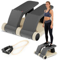 Air Stepper Exercise Machine with Resistance Bands, 5-Level Adjustable Resistance, 300 lb Capacity Stair Stepper with LED Monitor, Low-Impact Home Cardio and Full Body Workout Equipment - color: Beige/Black
