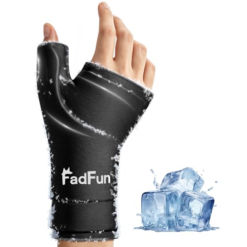 Wrist & Thumb Ice Pack Wrap- Upgraded Reusable Hot Cold Compress Hand Ice Pack for Carpal Tunnel Pain Relief, Tendonitis, Sports Injuries Swelling,Man&Woman, Size S/M,Black