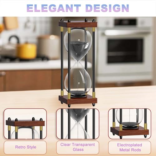Sand Timer 5 Minute, 5 Min Hourglass Sand Clock, Five Minute Wooden Retor Hour Glass, Sandglass, Reloj de Arena, Creative, Decoration, Office - color: Black Sand & Vintage Frame, size: 5 Min