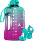 AQUAFIT 1 Gallon Water Bottle with Time Marker | BPA Free 128 oz Water Bottle with Straw and Chug Lids - Leakproof Gym Water Bottle with Carry Handle (Galaxy) - color: Galaxy, style: 128 oz - 2 Lids