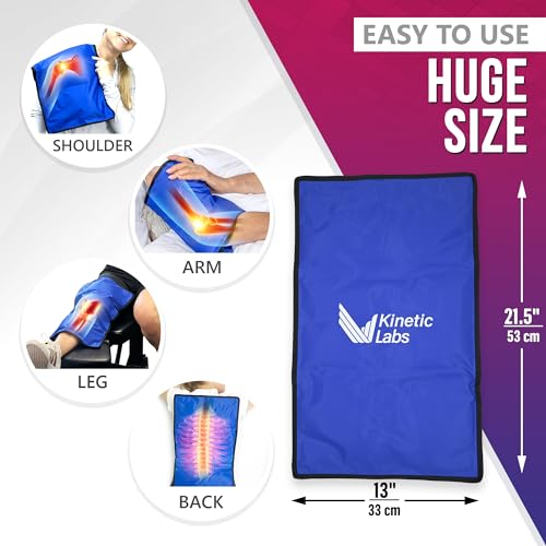 Extra Large Reusable Ice Pack for Injuries & Pain Relief (13 x 21.5 in) - Flexible Cold Therapy Gel Pack for Back, Hips, Legs, Knees & Shoulders - Durable Leakproof Design - size: Oversize