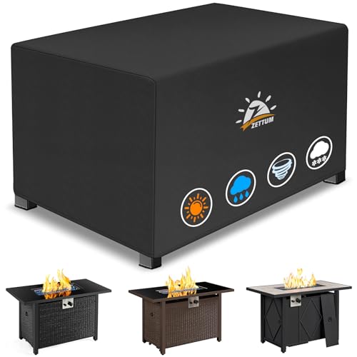 Zettum Fire Pit Cover Rectangular 58 Inch - Outdoor Fire Table Cover Rectangle Heavy Duty & Waterproof, 600D Patio Propane Gas Firepit Cover Rectangular Fade & Weather Resistant - 58 x 24 x 24 Inch - color: Black - Rectangular, size: 58x24x24 Inch