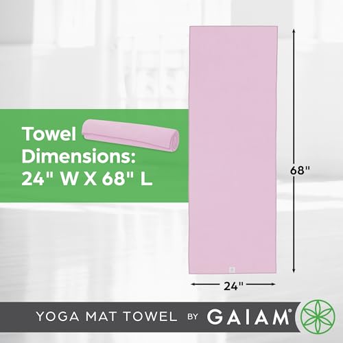 Gaiam Yoga Mat Towel Microfiber Mat-Sized Yoga Towel for Hot Yoga - color: Lilac Lace, size: 1 Towel