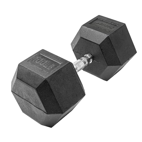 Lifeline Fitness Hex Dumbbells, Rubber Wrapped Hex Dumbbells, Premium Quality, Ergonomic Knurled Handle, Dumb Bells for Exercise, Home Gym Exercise Weights - style: 100 lb
