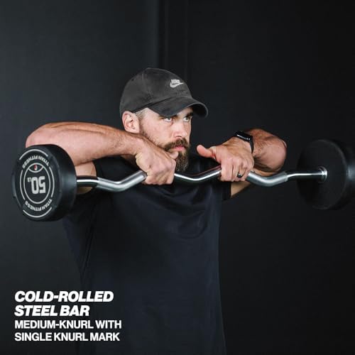 Titan Fitness Rubber Curl Fixed Barbells, Pre-Loaded Weight Bar for Strength Training & Weightlifting - color: EZ Curl Fixed Barbell, size: 30 LB