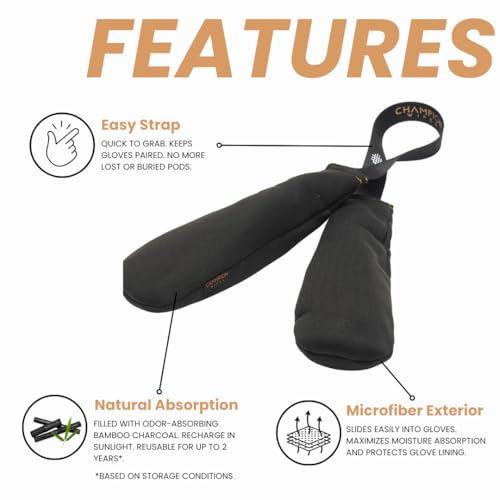 Deodorizer Inserts for Boxing Gloves, Hockey Equipment, Gym Bags & Sports Gear – Bamboo Charcoal Odor Absorber & Moisture Absorber – Reusable Dual-Pouch Insert (Osmanthus Breeze)