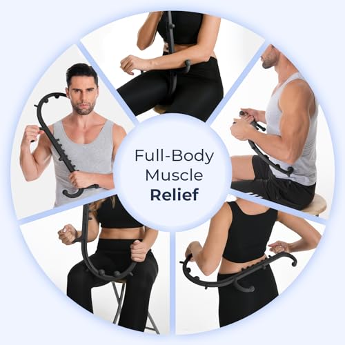 Ranarose Deep Tissue Back & Neck Massager - Back Massager Stick for Pain Relief, Muscle Knot Remover, Trigger Point Massage Tool for Full Body, Shoulders, Legs - Pressure Point Massage Tool (Black) - color: Black
