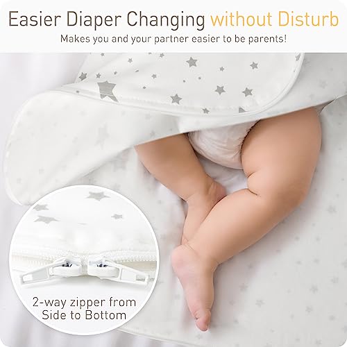 Transitional Baby Swaddling Sack with Arms Up Length Sleeves Mitten Cuffs 0-3 Months Wearable Swaddling Blanket Sleeping Bag Cotton for Newborns Boys Girls Sleep Sacks Snug Fit Calms Startle Reflex - color: Lucky Star, size: S ( 0-3 Months, 6-14 Lbs )