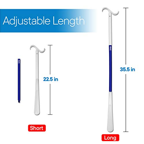 RMS 35.5 Inch Extra Long Dressing Stick with Sock Remover and Shoe Horn | Dressing Helper for clothes, shoes, shirts, pants, socks and shoes without bending or reaching