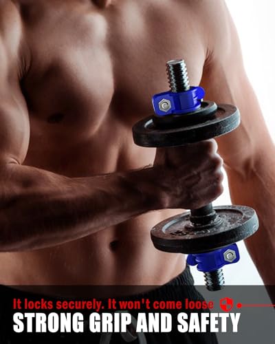 Mini Barbell Clips 1 inch I Multi-Size Adjustable Barbell Collar I 1 inch Barbell ClampsIQuick Release Weight Clips Pair of Locking for Dumbbell Bar - color: Blue