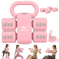 Abahub 2 in 1 Kettlebell & Dumbbell Set for Home Gym, Adjustable Weights Dumbbell Set with Kettlebell Grip Converter, Full Body Workout Kettlebell Set of 2 for Men Women - color: Pink