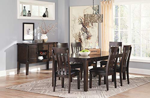 Signature Design by Ashley Haddigan Dining Room Extension Table, Dark Brown | Veneers, wood and engineered wood, Farmhouse style wood dining table, Self-storing 18-inch butterfly leaf, Kitchen table - color: Dark Brown, style: Farmhouse