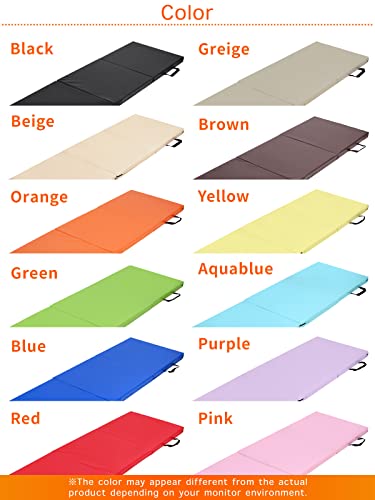 KaRaDaStyle Gymnastics Mat Folding Stretch Mats 71"x24"x2" Exercise Muscle Training Children Play Horizontal Bar Mat Yoga Sports Soundproof Home Use - color: Yellow